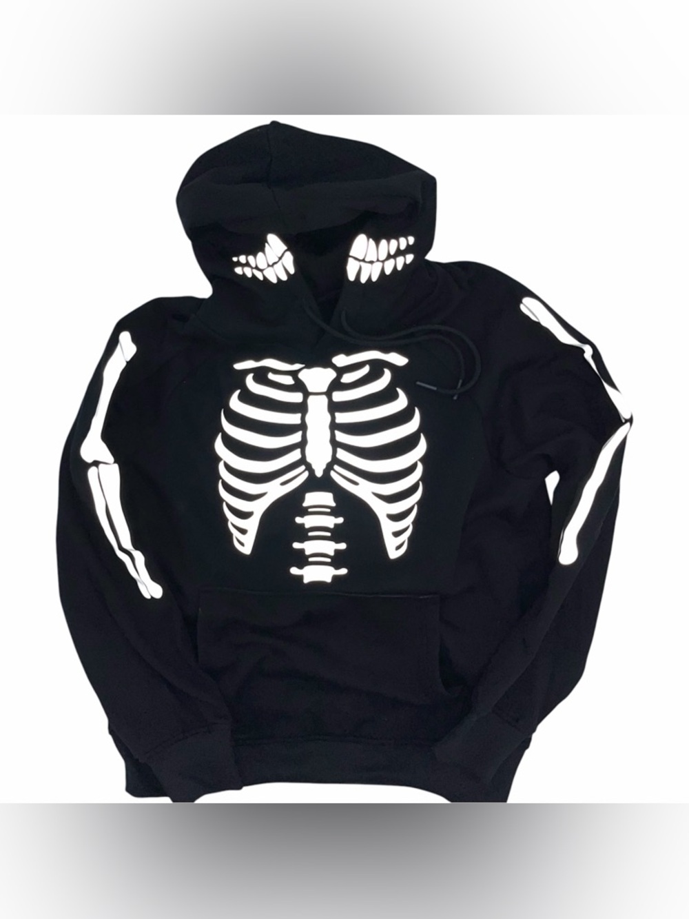 Spark Paws Reflective Skeleton Black Pullover Hoodie Size XL